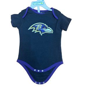 NFL Team Apparel for Kids 100% Cotton Black Baltimore Ravens Onsie For Infants S